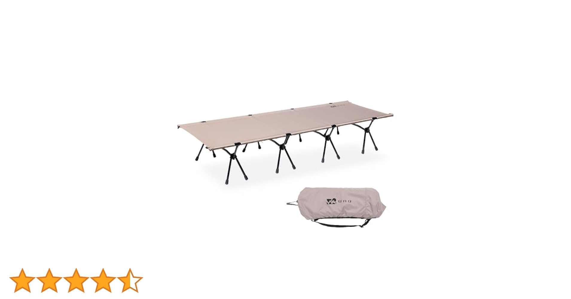 美品　WAQ　2wayキャンプコット　タン　アウトドアベッド　幅65cm コット WAQ（ワック） 2WAY フォールディングコット